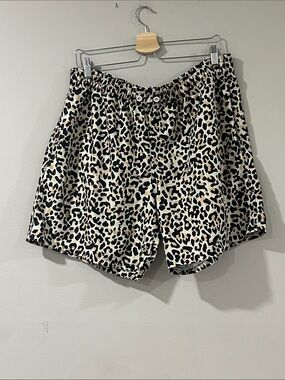Leopard Print Relaxed men’s  Bermuda Shorts - Black & Cream